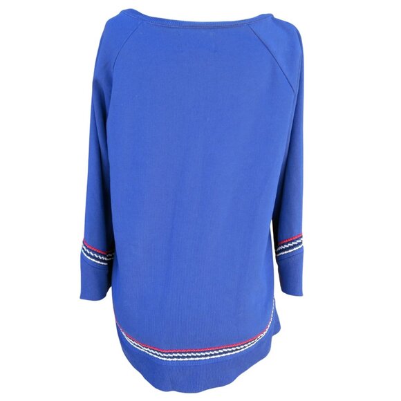 Lucky Lotus by Lucky Brand Embroidered Blue Sweatshirt Raglan Sleeve Medium - Picture 3 of 5